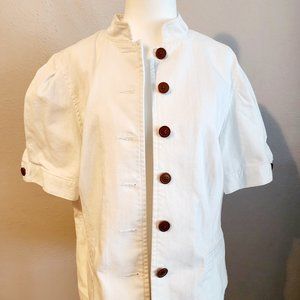 Lauren Jeans Co. Ralph Lauren White Jean Jacket - Short Sleeves Size 16